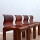 Curved wooden and leather chairs by Afra and Tobia Scarpa from the 1970s, set of 4.