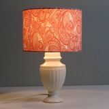 Set of 2 ceramic bedside lamps with paisley pattern shade.