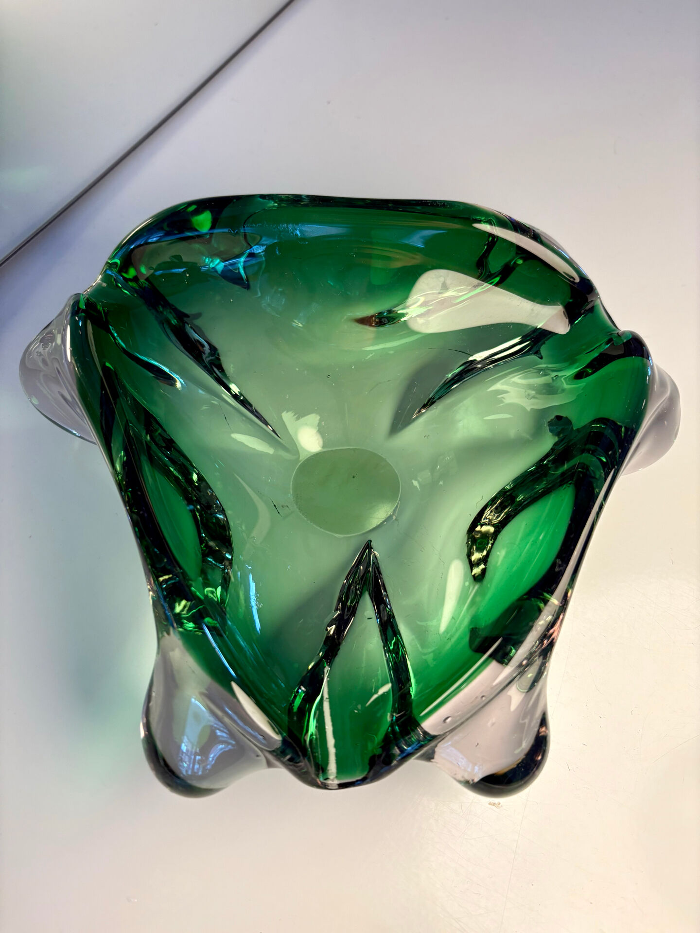 Green Murano glass vide-poche / ashtray from 1970