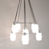 Lustre en verre et en chrome 1970s