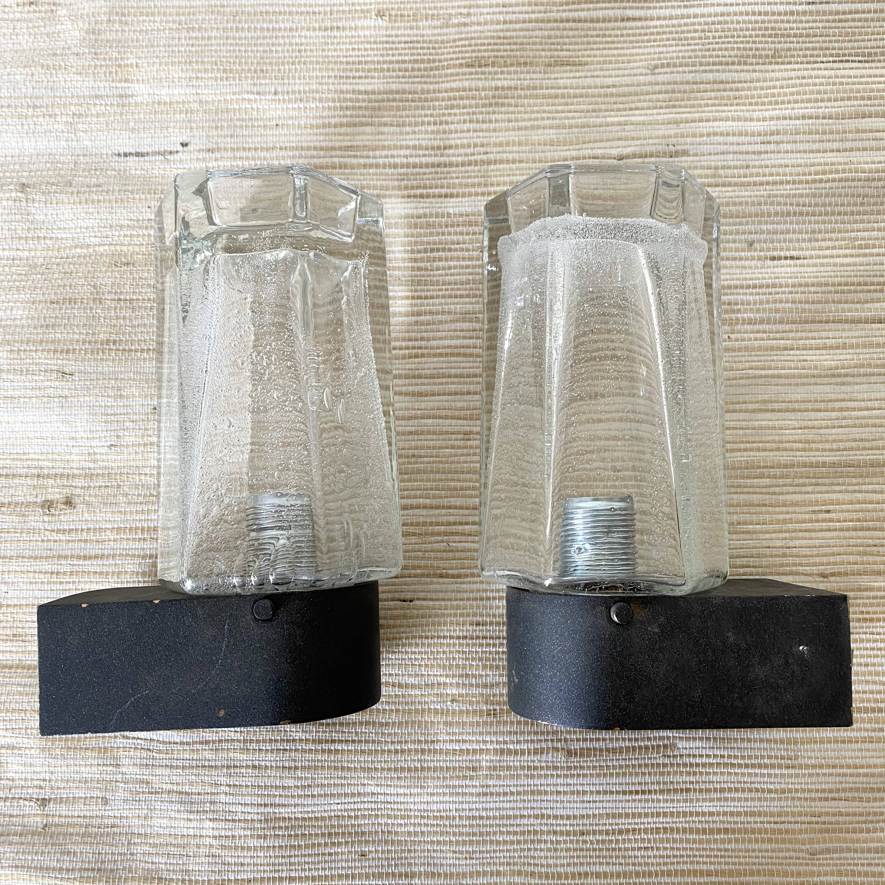 Pair of vintage Glashütte Limburg wall lights