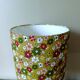 Vintage retro lamp with green marble base, floral shade.