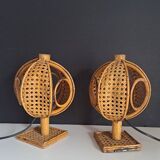 Paire de lampes de chevet bambou