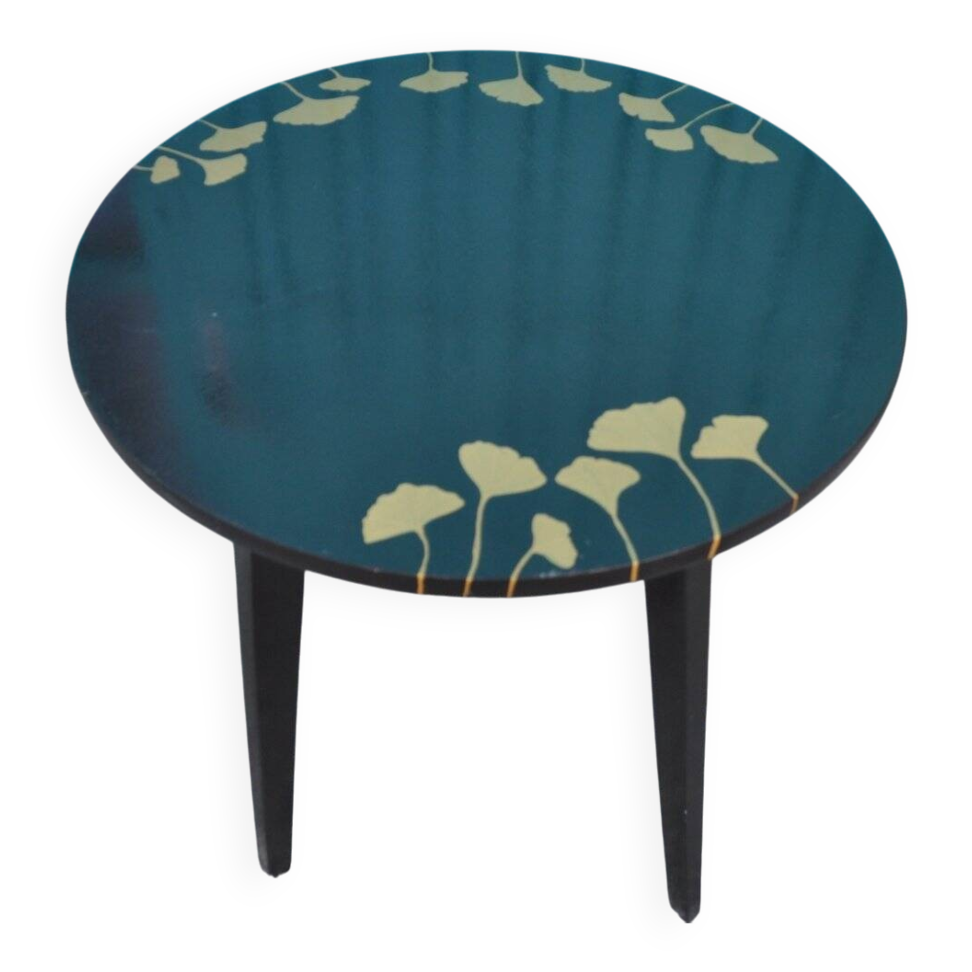 Table d'appoint noire peinte à la main, années 1960