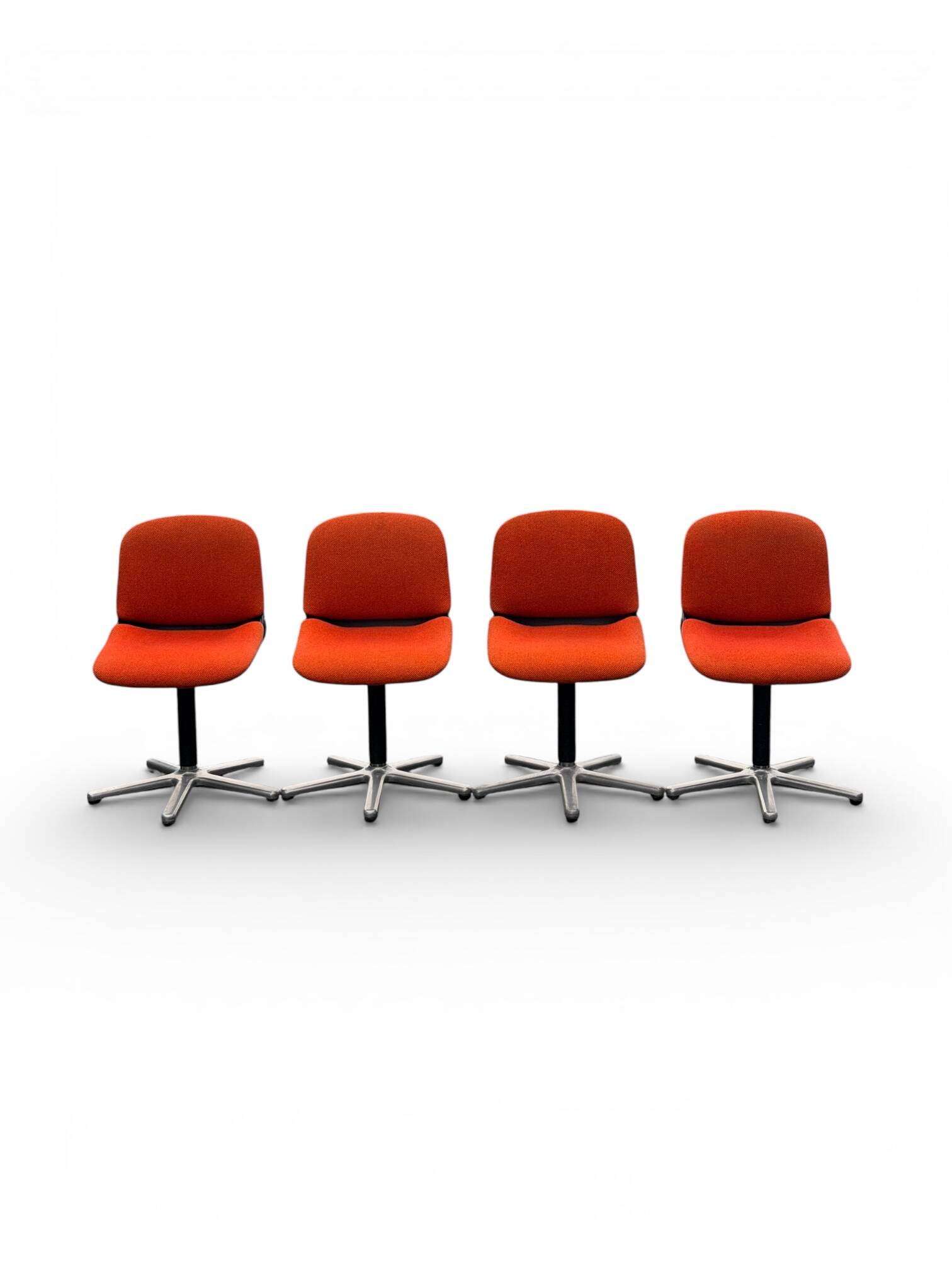 4 vintage chairs, model 231/5 in orange fabric by Wilkhahn.