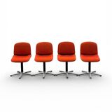 4 vintage chairs, model 231/5 in orange fabric by Wilkhahn.