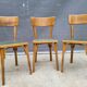 Trio chaises bistrot Baumann 1950 simili vert chiné