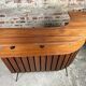 Cocktail bar in teak and metal and its 2 vintage stools 1950'S