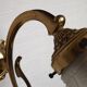 French Vintage Brass Single Wall Light Patterned Frilled Glass Shade