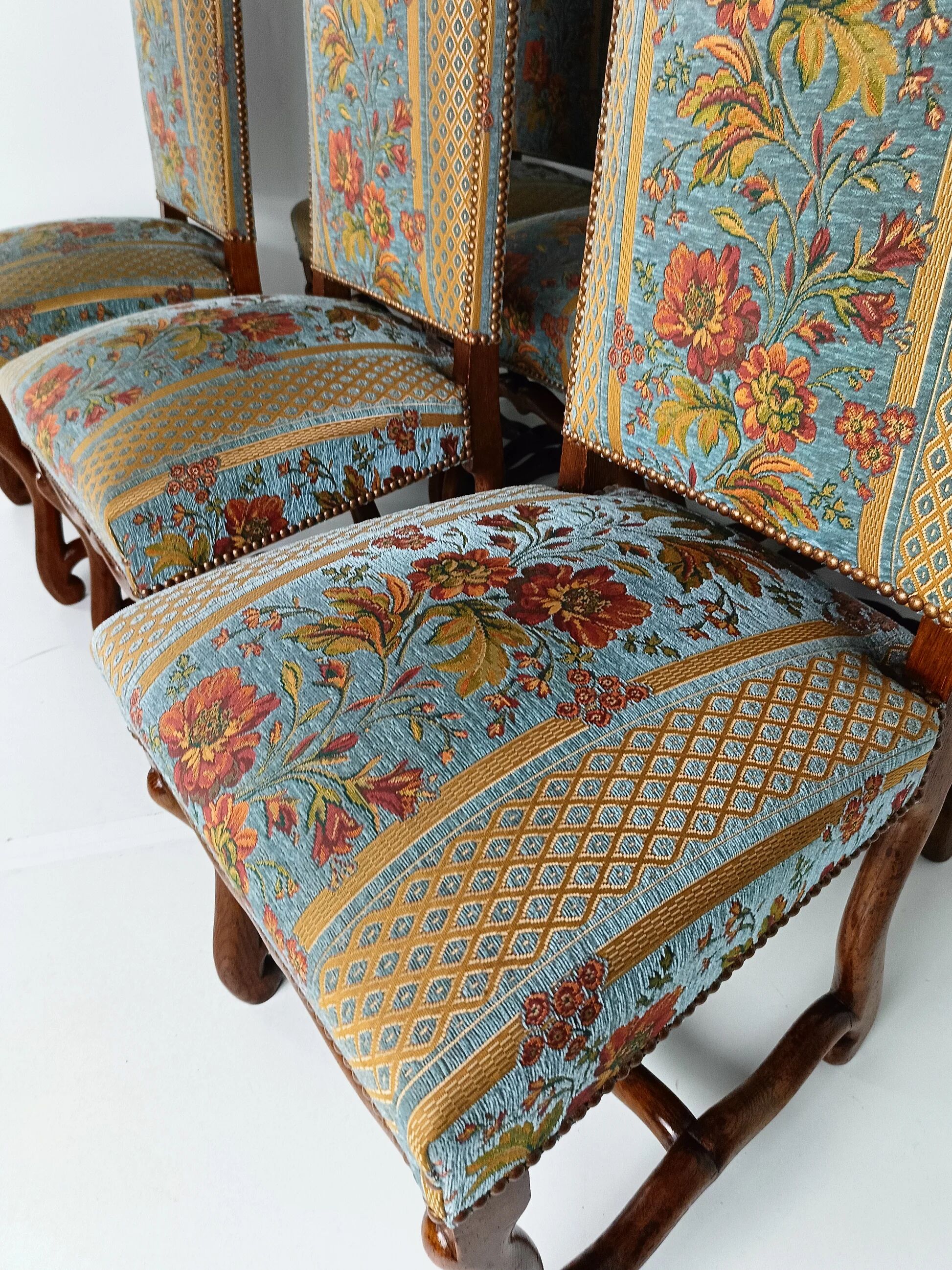 Beech Os De Mouton tapestry chairs (set of 6)