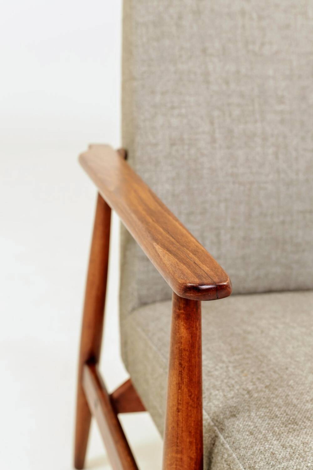 Beige mixed vintage armchair from the 1970s.