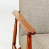 Beige mixed vintage armchair from the 1970s.