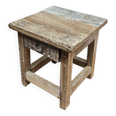 Small teak stool with 1 drawer
