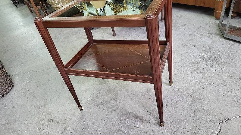 Table d'appoint ou desserte a miroir art deco en marqueterie