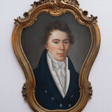 Portrait of a pastel man 1818 in gold frame