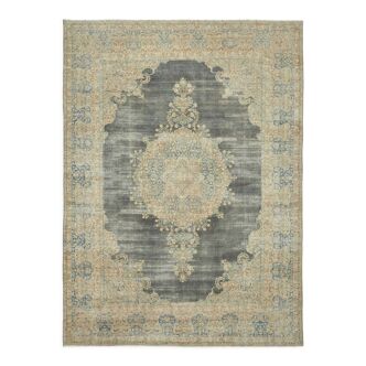 Handmade oriental contemporary 1980s 293 cm x 391 cm beige wool carpet