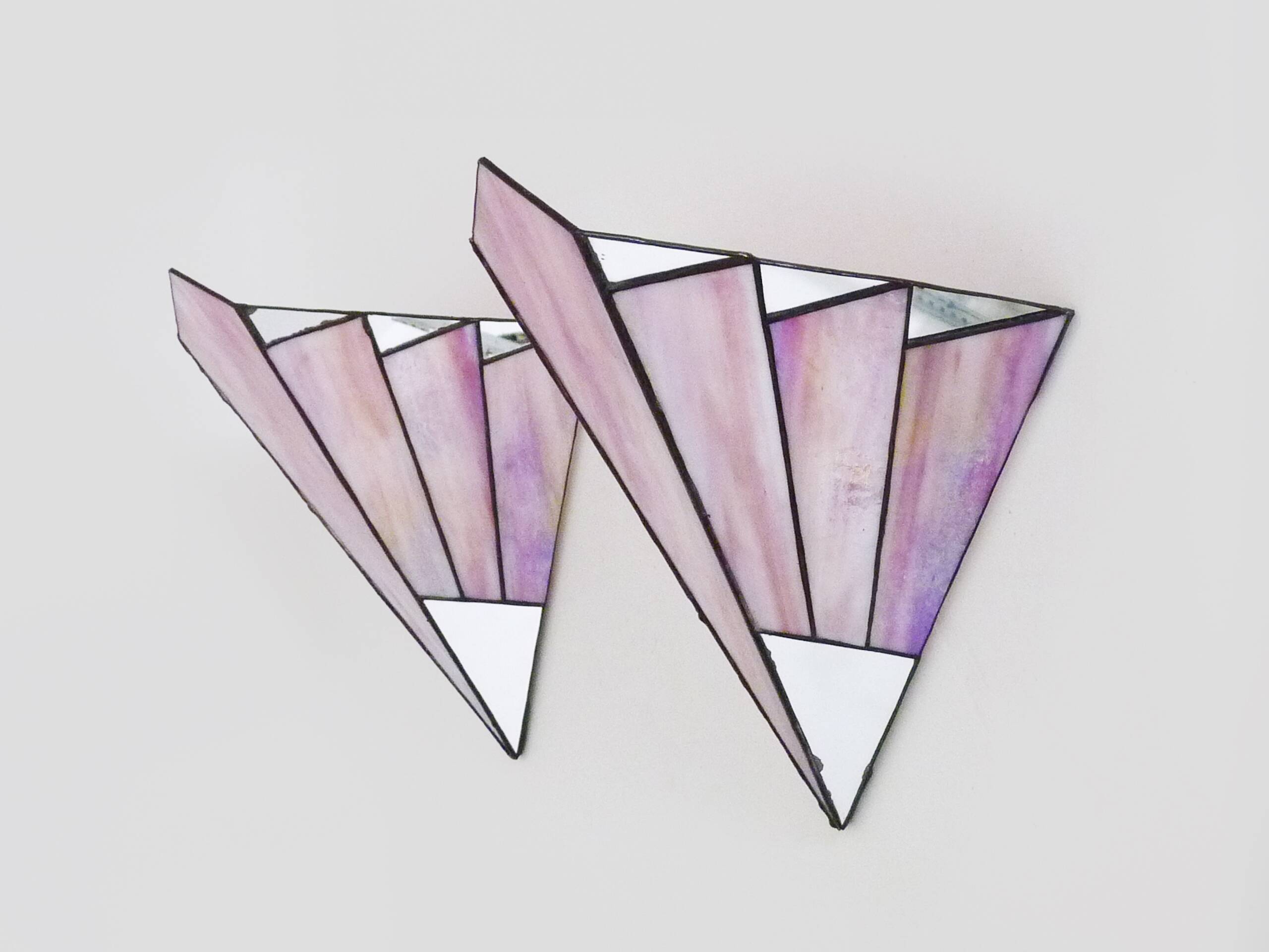 Pair of vintage Tiffany-style Art Deco glass paste wall sconces