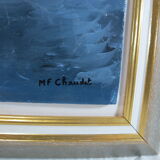 Oil painting on wood panel still life vase bouquet of flowers signed