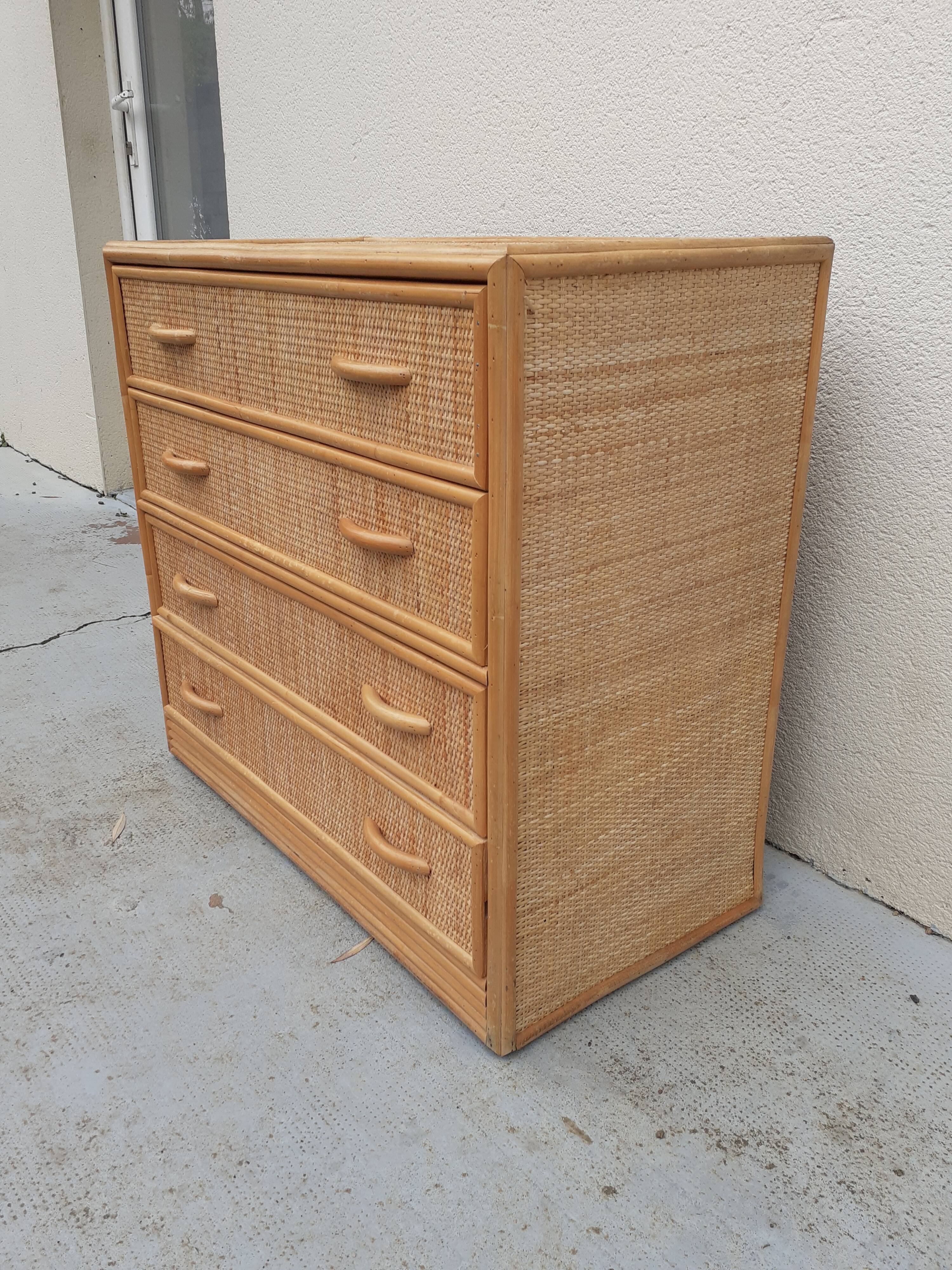 Commode osier et rotin