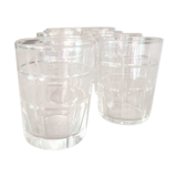 SUITE OF 11 GLASS SHOT GLASSES WITH SQUARE PATTERNS