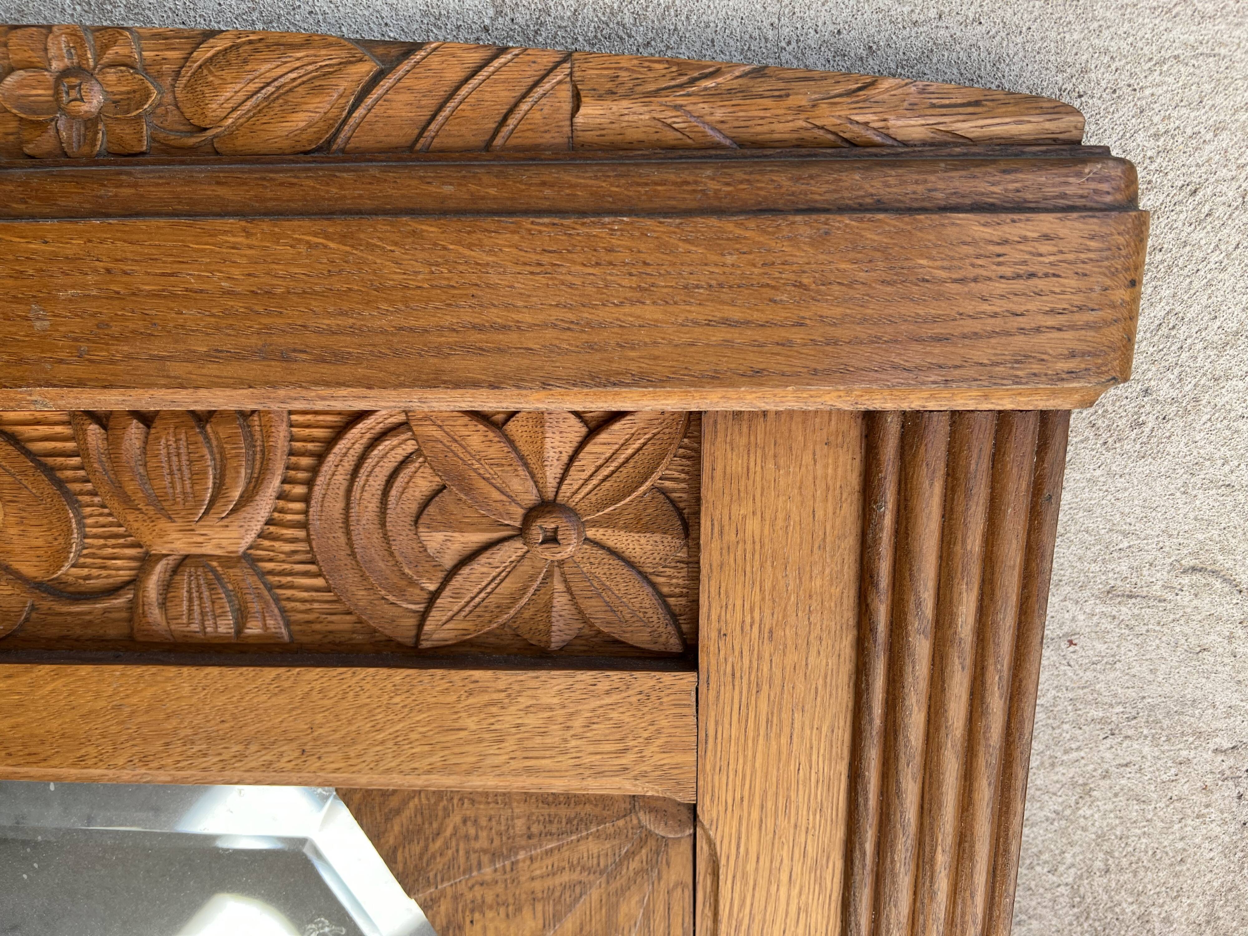 Vintage antique mirror, solid oak, 1920.