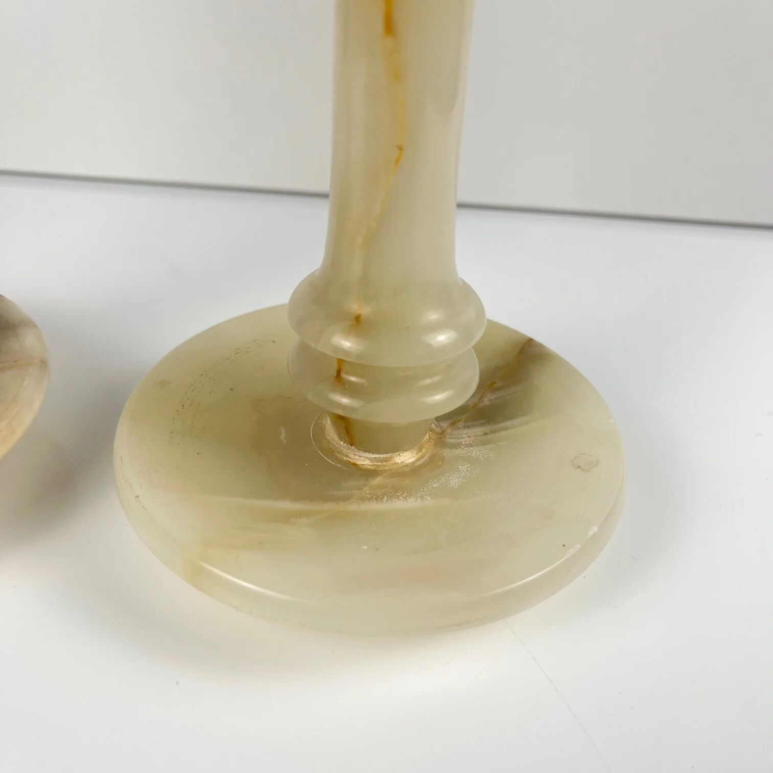 Pair of alabaster candlesticks, 20th century