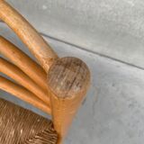 Pair of Pine and Rush Mid-Century Dutch Chairs