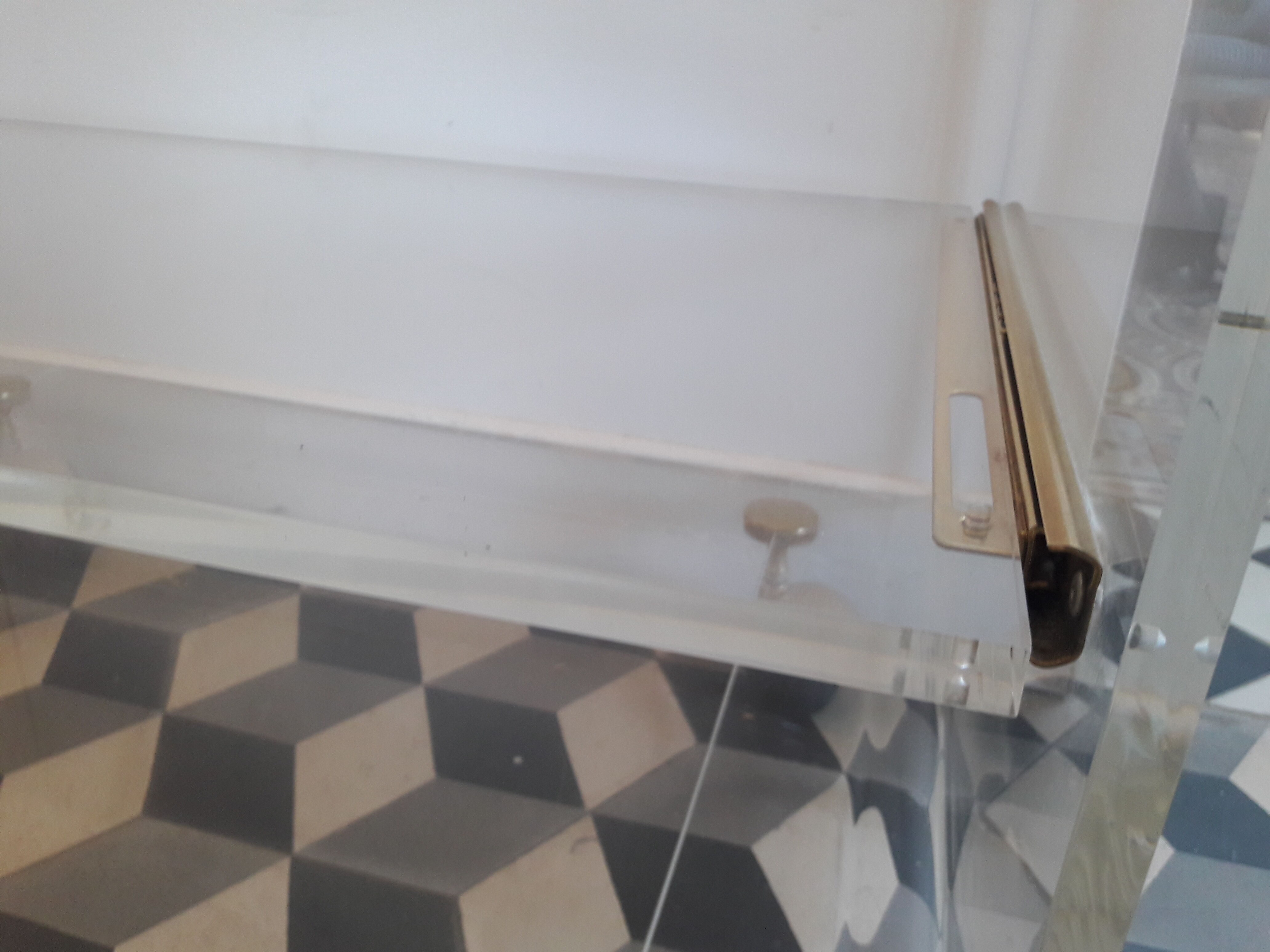 David Lange coffee table on plexiglass wheels Hi-Fi cabinet