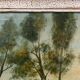 Oil on canvas by A. Biron XXth landscape by the river thatched cottage