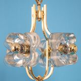 Small brass and crystal glass pendant by Sische, Germany, 1970s.