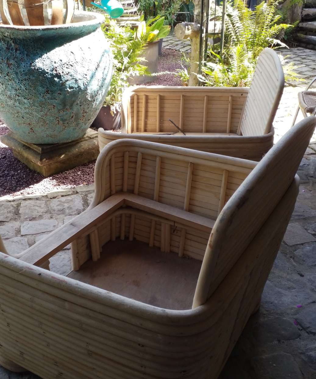 Pair of rattan armchairs
