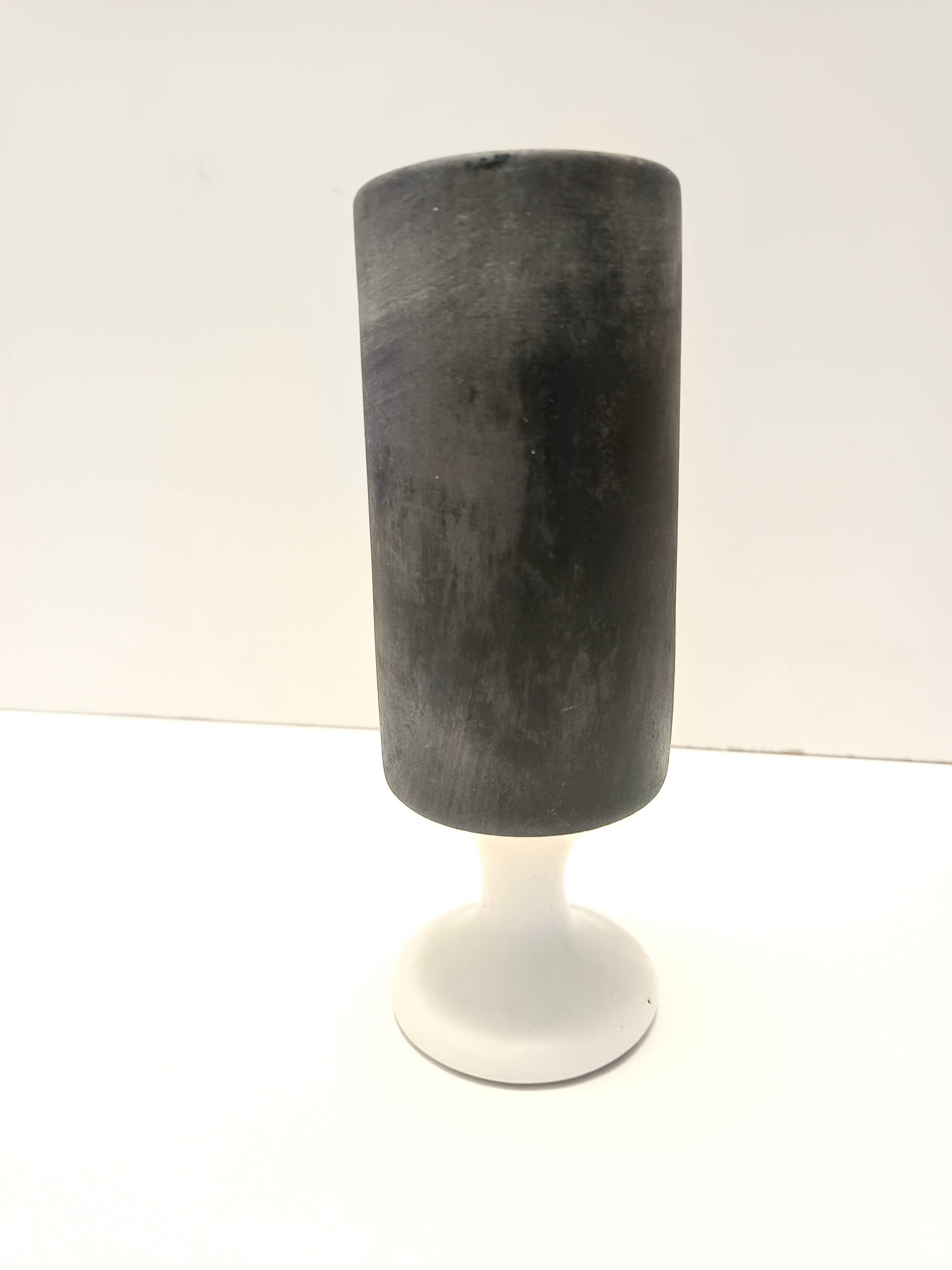 Black Lacquered Ceramic Goblet Vase by by Roger Capron, France