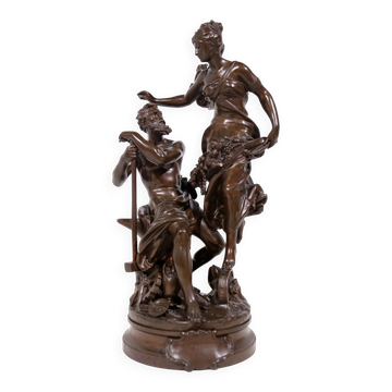 Adrien-Etienne Gaudez (1845-1902) bronze 'La Fortune récompense le travail'