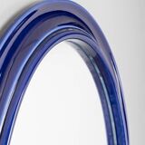 Vintage 1970s blue ceramic wall mirror Italian design