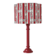 Recycled vintage lamp — turned red wooden base, floral shade