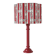 Recycled vintage lamp — turned red wooden base, floral shade