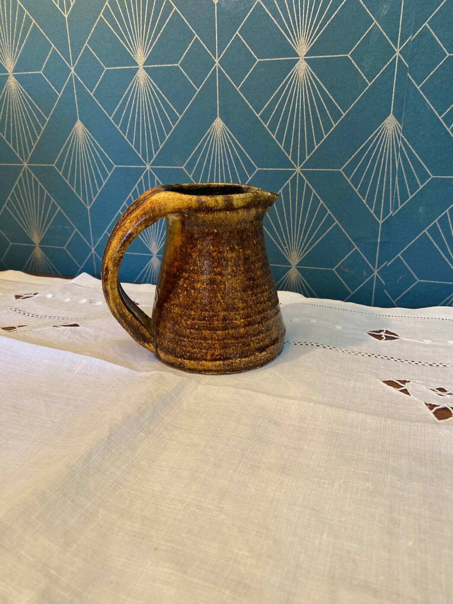 Accolay vintage 1950 ceramic jug & mustard pot signed double a