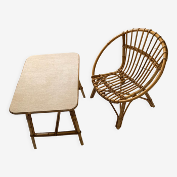 Shell chair and rattan table model children