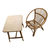 Shell chair and rattan table model children