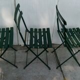 Set of 4 folding garden bistro chairs in wood and iron
