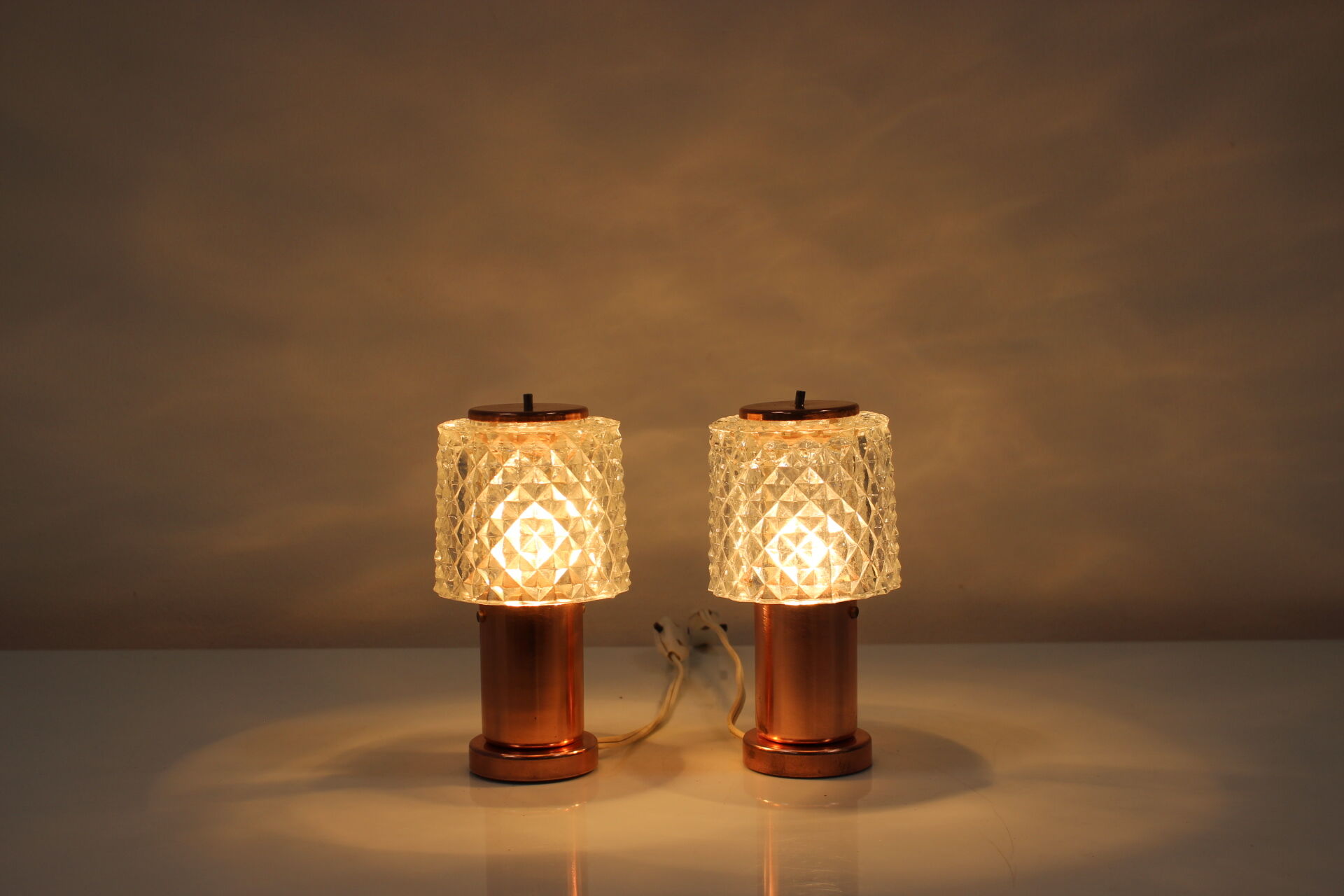 Pair of Copper Table Lamps by Kamenický Šenov, Czechoslovakia 1970