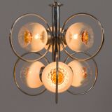Mazzega Space Age Murano glass chrome plated chandelier, Italy 1970s