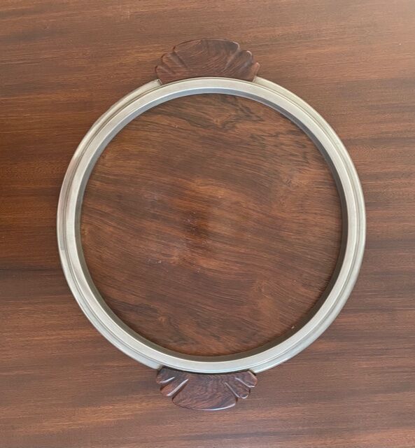 Plateau Art deo wood and silver metal