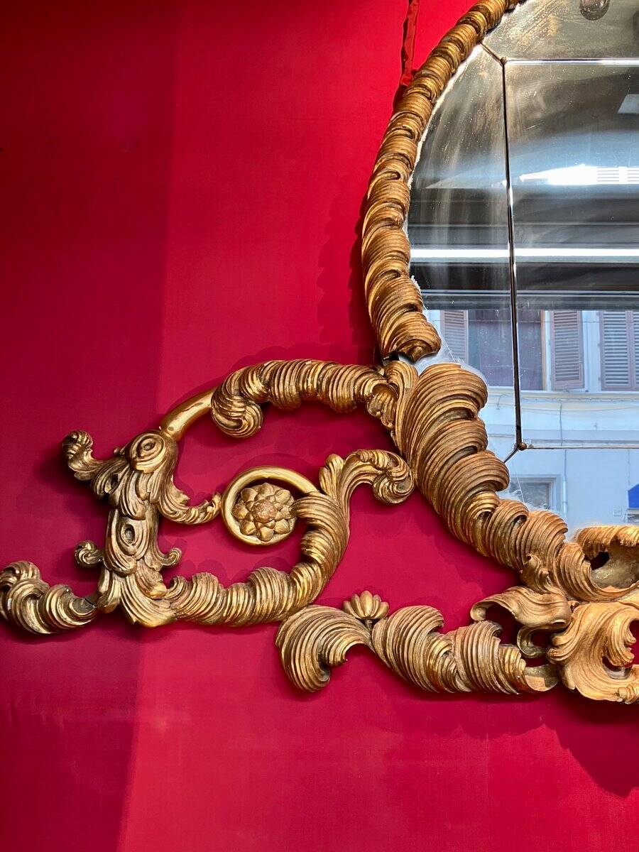 19th Century Florentine Eclectic Gilt Wood Mirror with Cinematic Provenance, 1890s