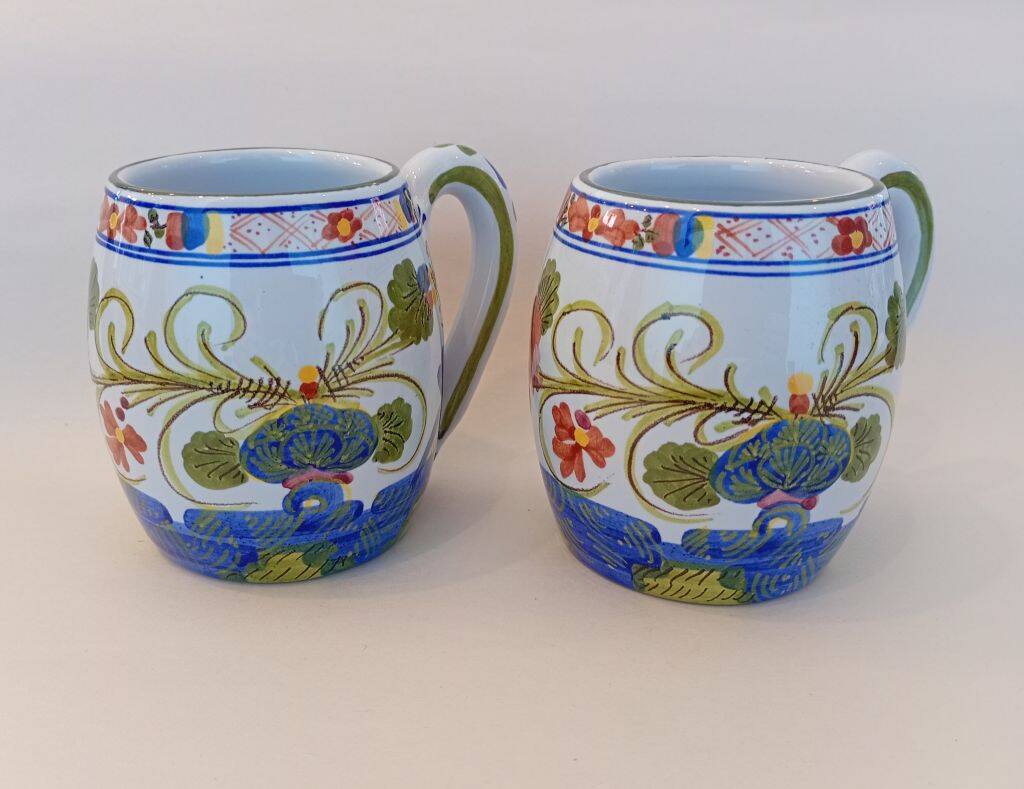Hand Painted Blue Ceramic Mug Faenza Italy