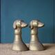 Vintage brass dog head bookends, brass greyhound animals, paperweight, library, office