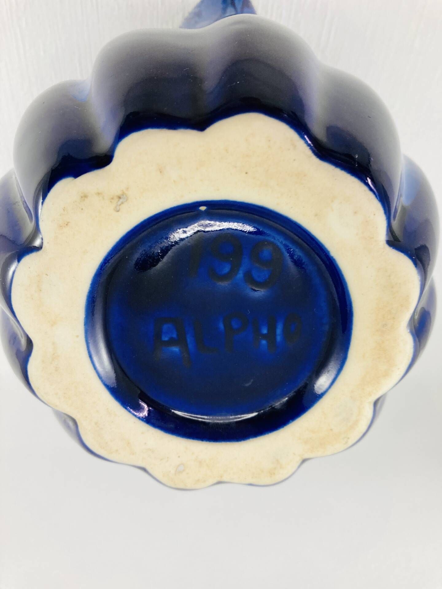 Pichet melon 1,2l grès flammé bleu cobalt alpho 199 - saint-uze vintag