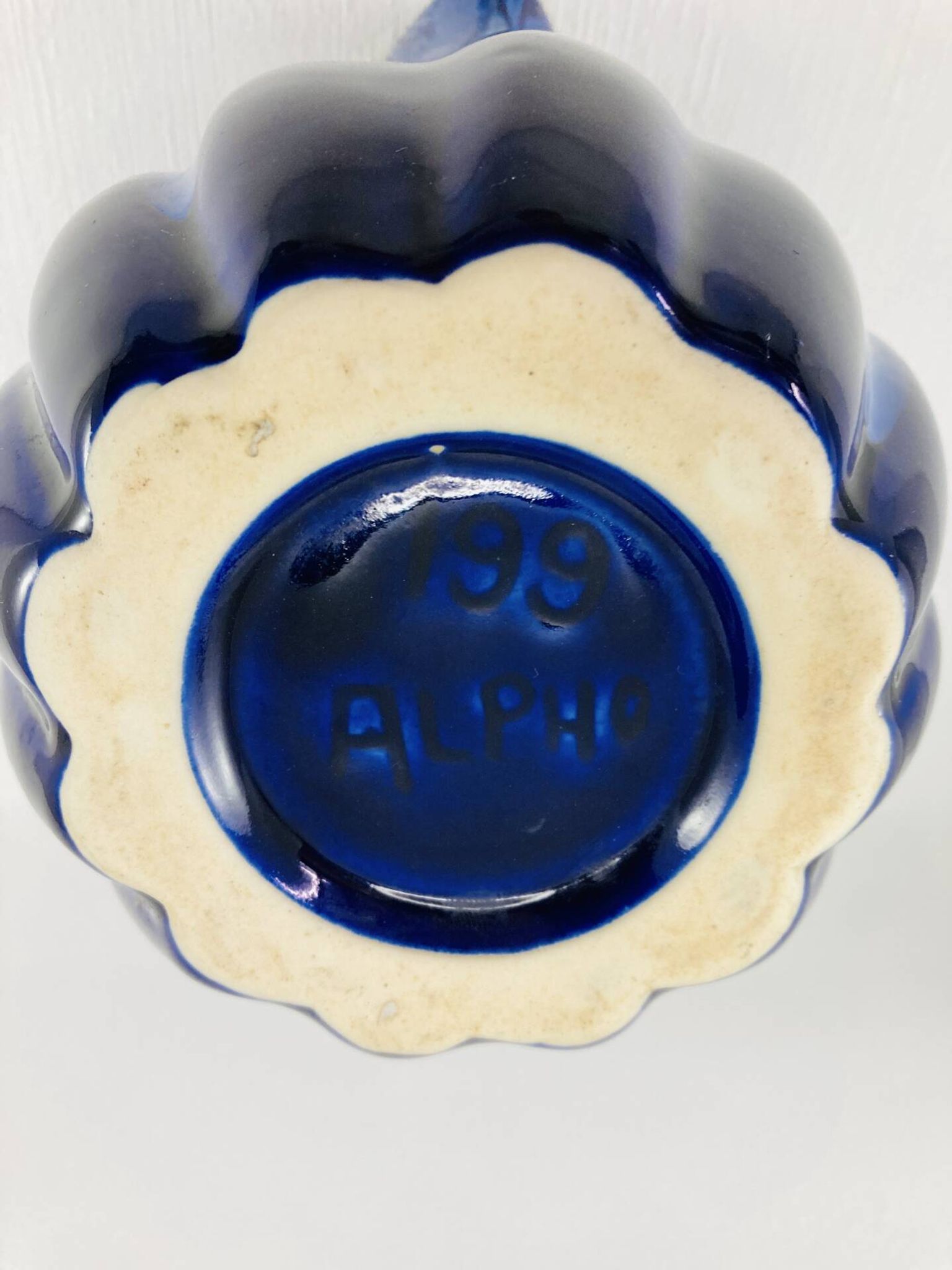 Pichet melon 1,2l grès flammé bleu cobalt alpho 199 - saint-uze vintag