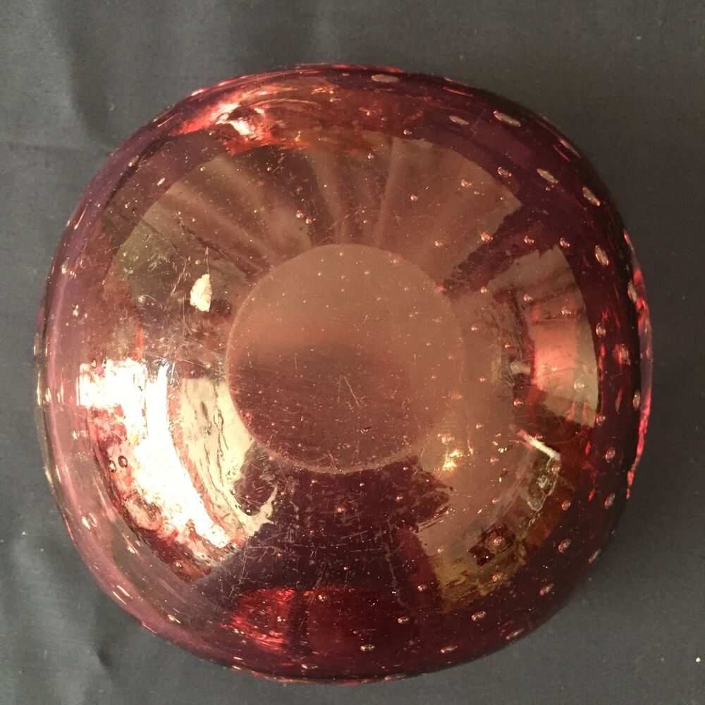 Purple pink bubble glass pocket or ashtray can be murano