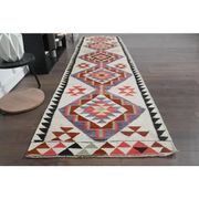 1970s Turkish Oushak Handmade Wool Cotton Beige Runner Rug 89x344